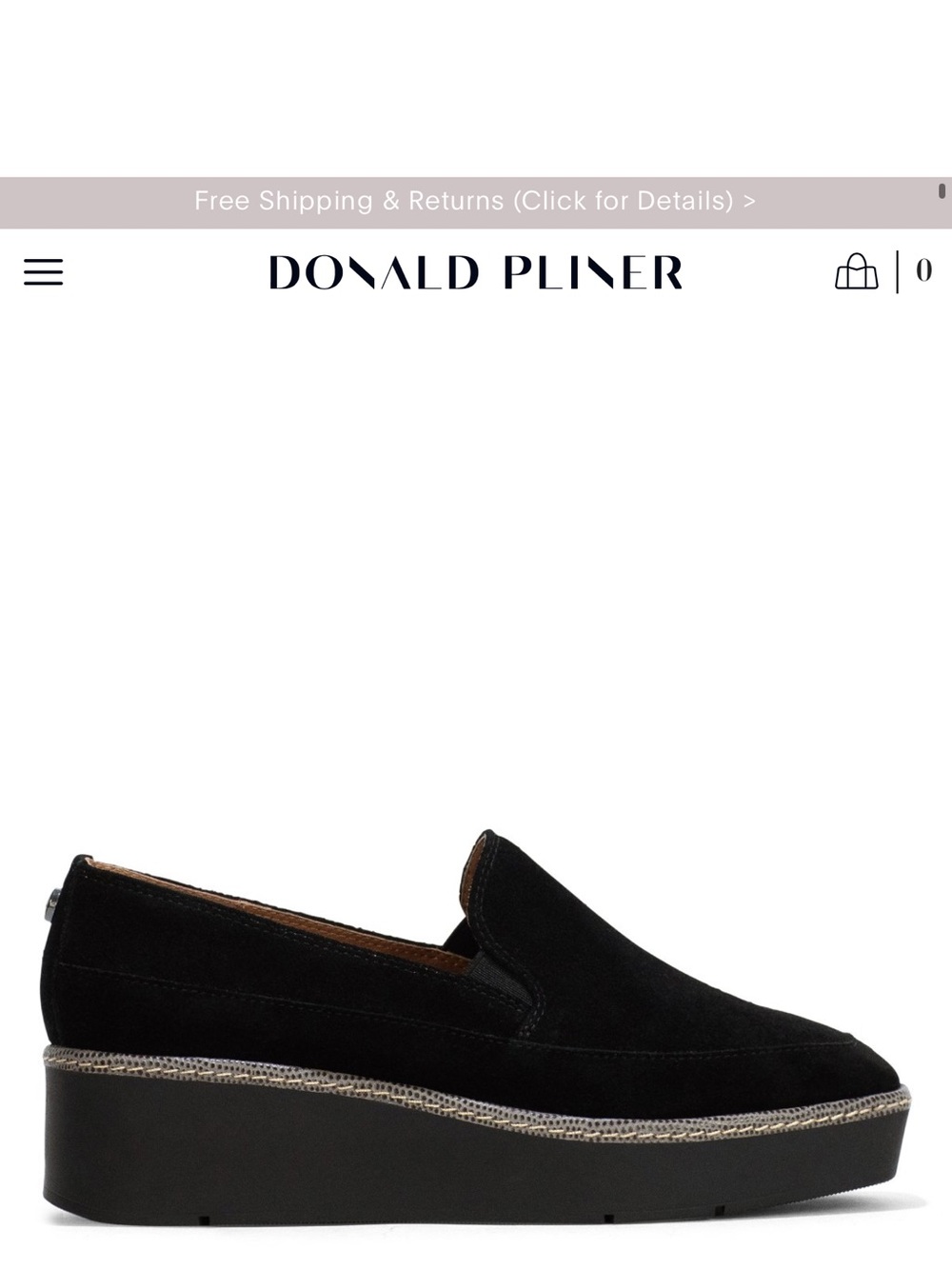 Donald J. Pliner Womens Black Suede Platform Loafer NWT